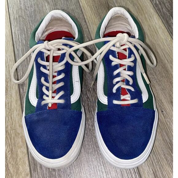 Vans Old Skool Size Mens 4.5 / Women’s 6 Blue Yellow Green Suede Sneaker Shoes - Picture 4 of 10